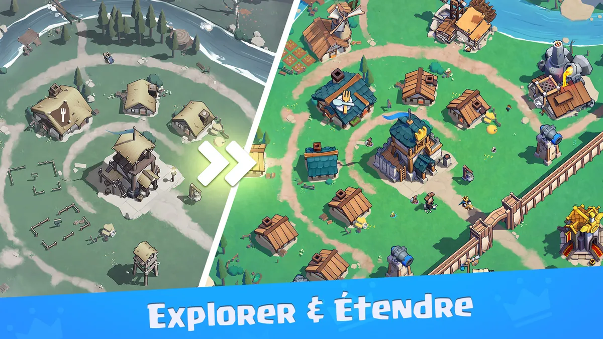Kingshot : comparaison d'un village avant et après agrandissement