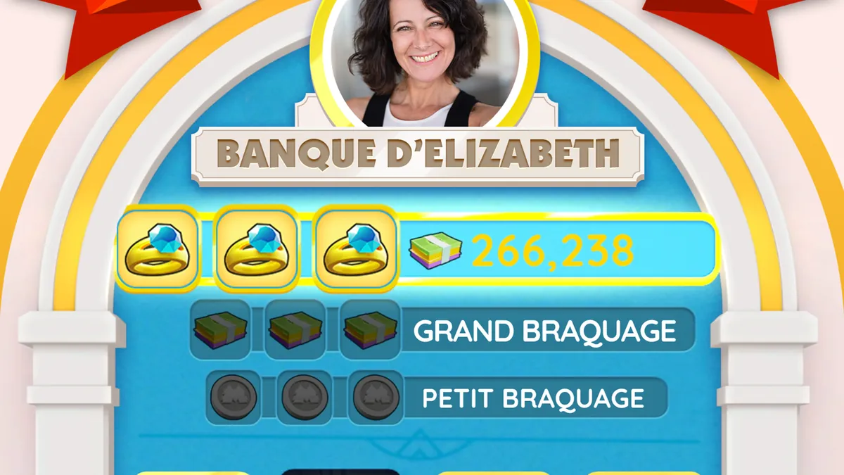 Monopoly GO : écran de braquage de la banque d'un ami avec les choix Grand braquage et Petit braquage